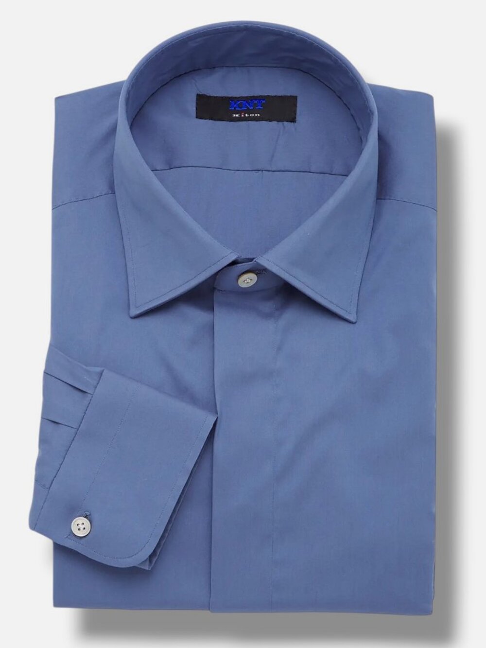 Kiton Men's Blue Stretch-Cotton Shirt Size 17/43